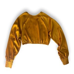 12th Tribe golden orange cropped, long-sleeve blouse (S)